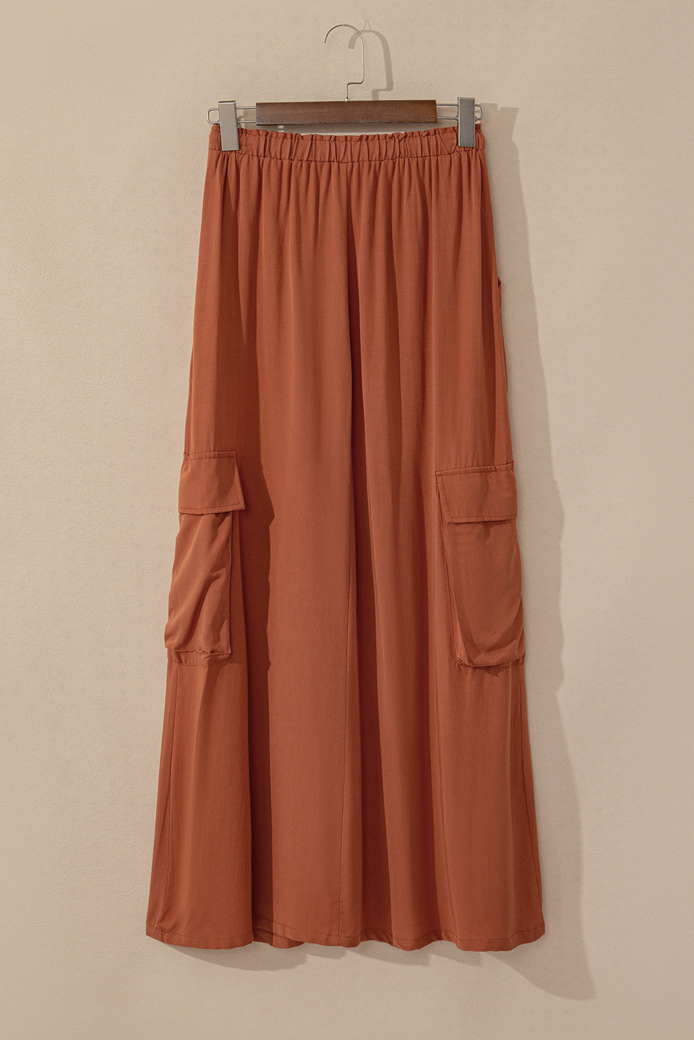 Chestnut Cargo Pocket Drawstring Waist Maxi Skirt