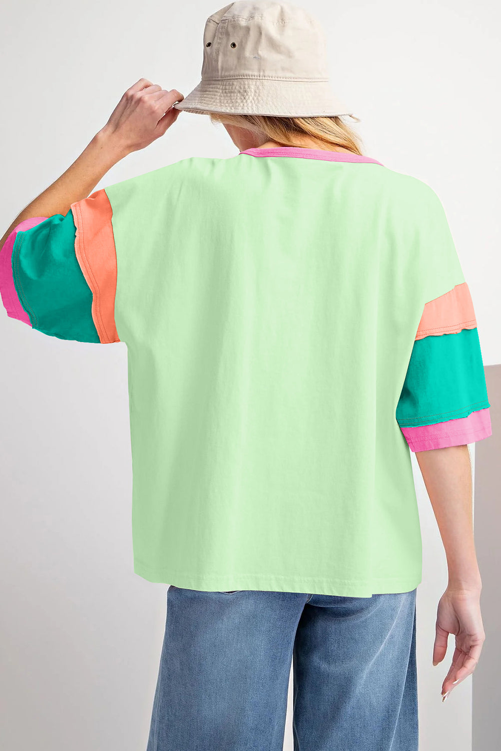 Color Block Stitching Sleeve Oversize Top