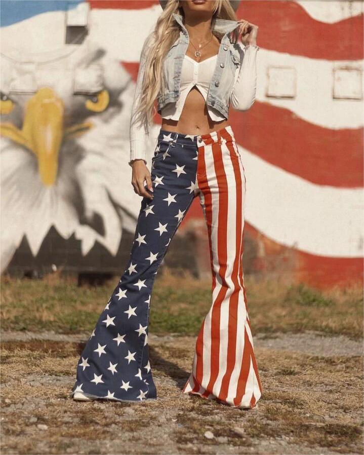 Flag Parent-child Flared Jeans