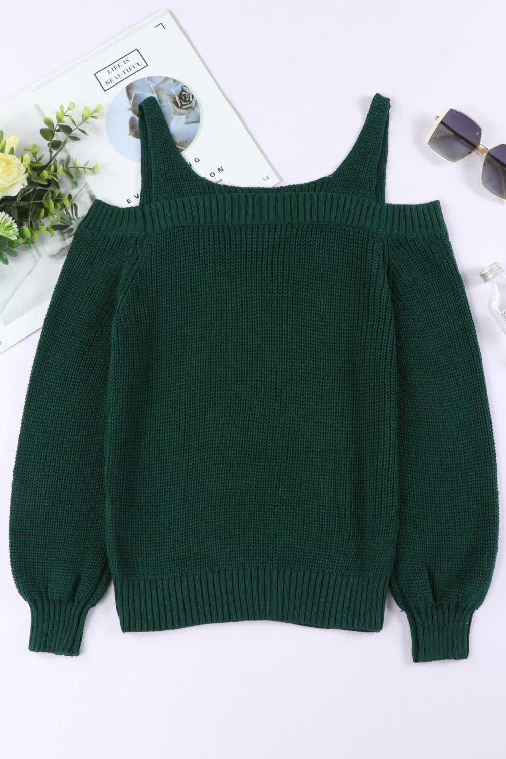 Green Dew Shoulder Juliette Knitted Sweater