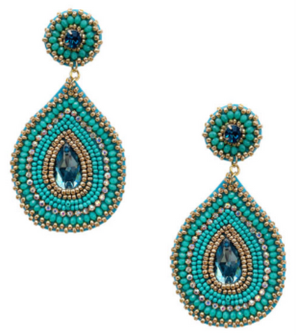 Turquoise and Gold Tear drop Earring