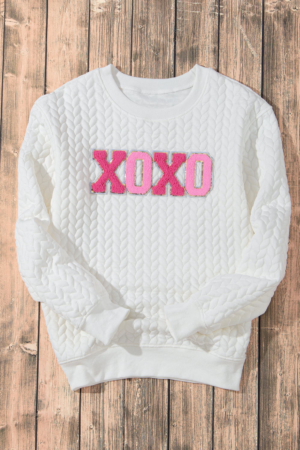 White Merry And Bright Cable Knit Pullover Sweatshirt