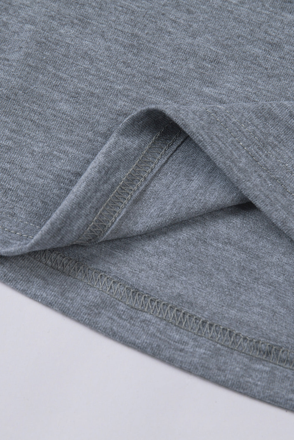 Gray Solid Color Crew Neck Tee