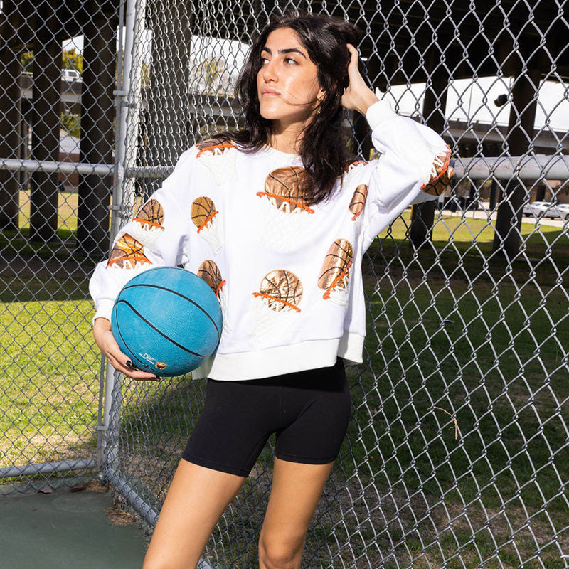 Basketball Embroidered Patch Sweatshirt