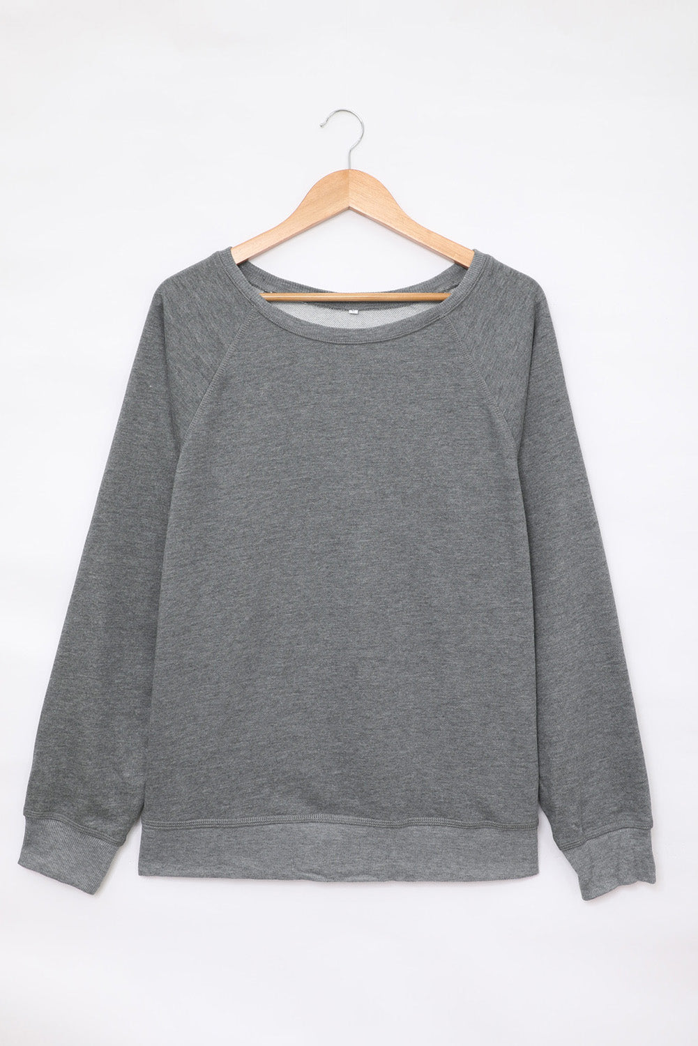 Gray French Terry Cotton Blend Pullover Sweatshirt