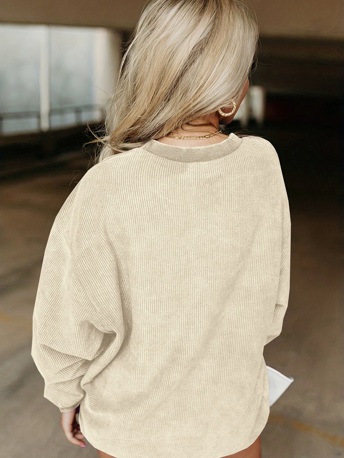 Corduroy Letter Crewneck Sweatshirt