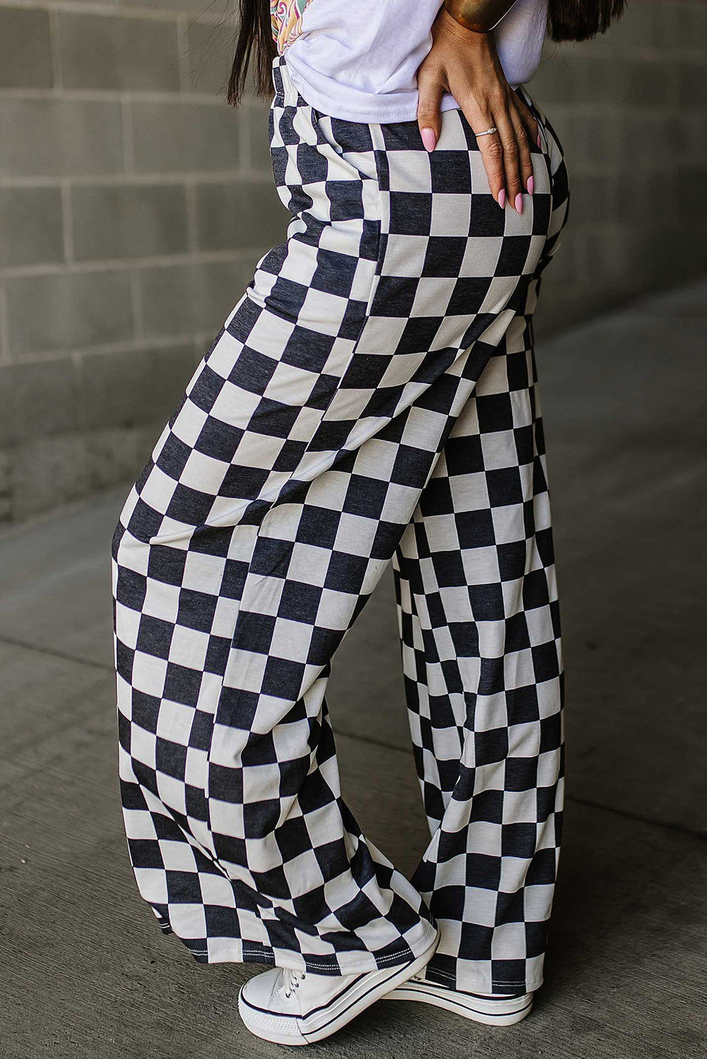 (Pre order/9.26)Checked High Waist Wide Leg Pants