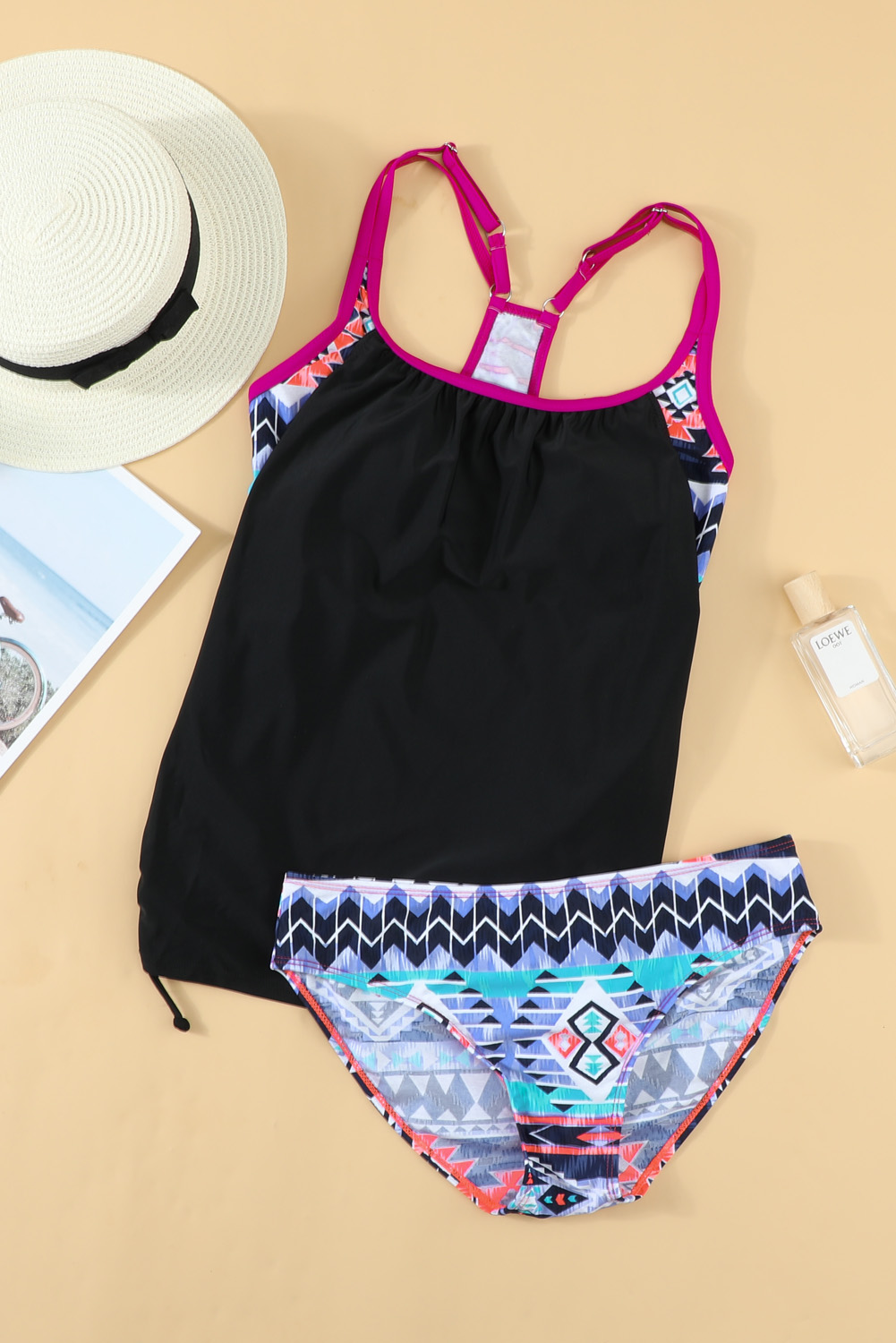 Printed Lined Tankini Swimsuit