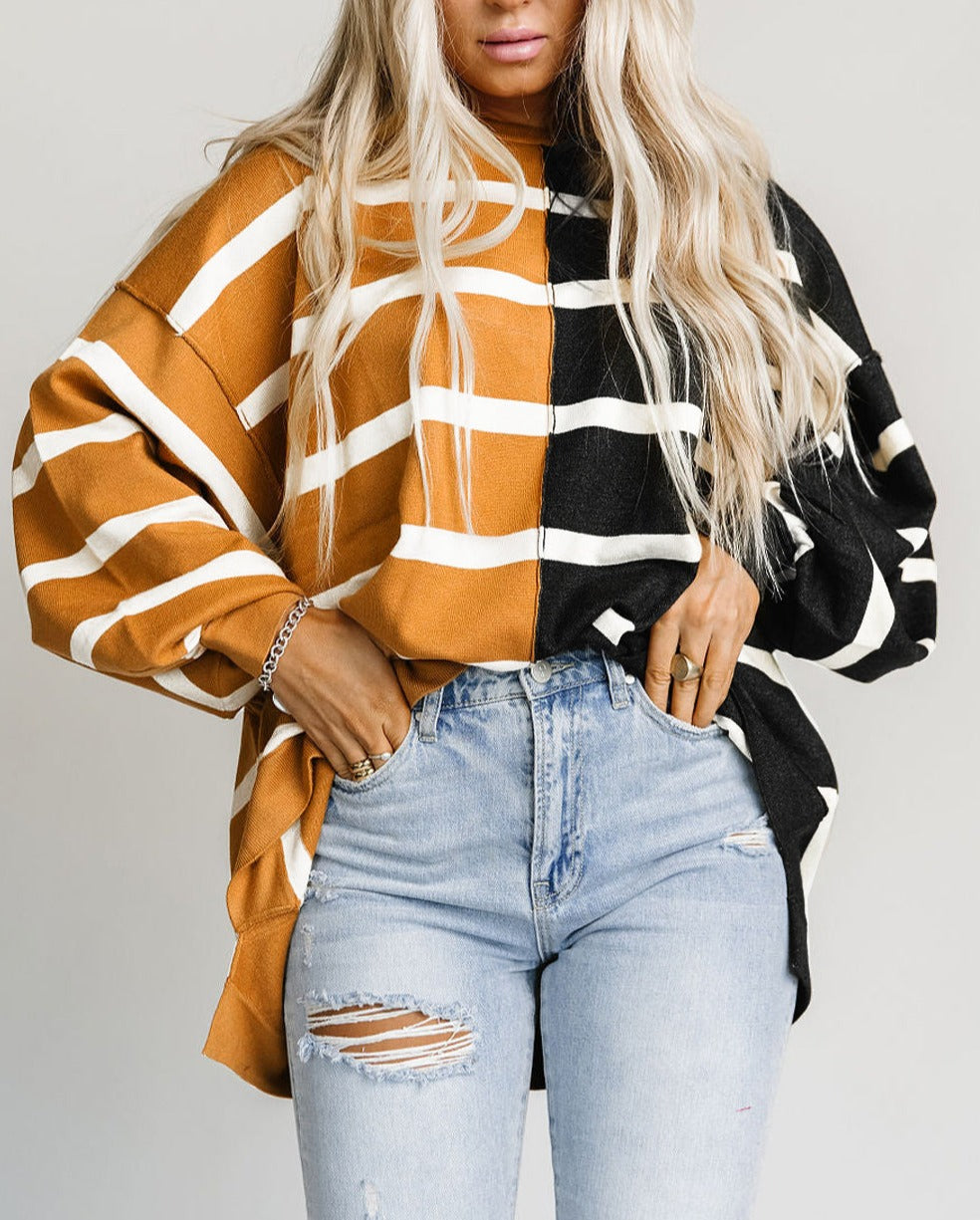 Oversized Contrast Dropped Shoulder Sweater