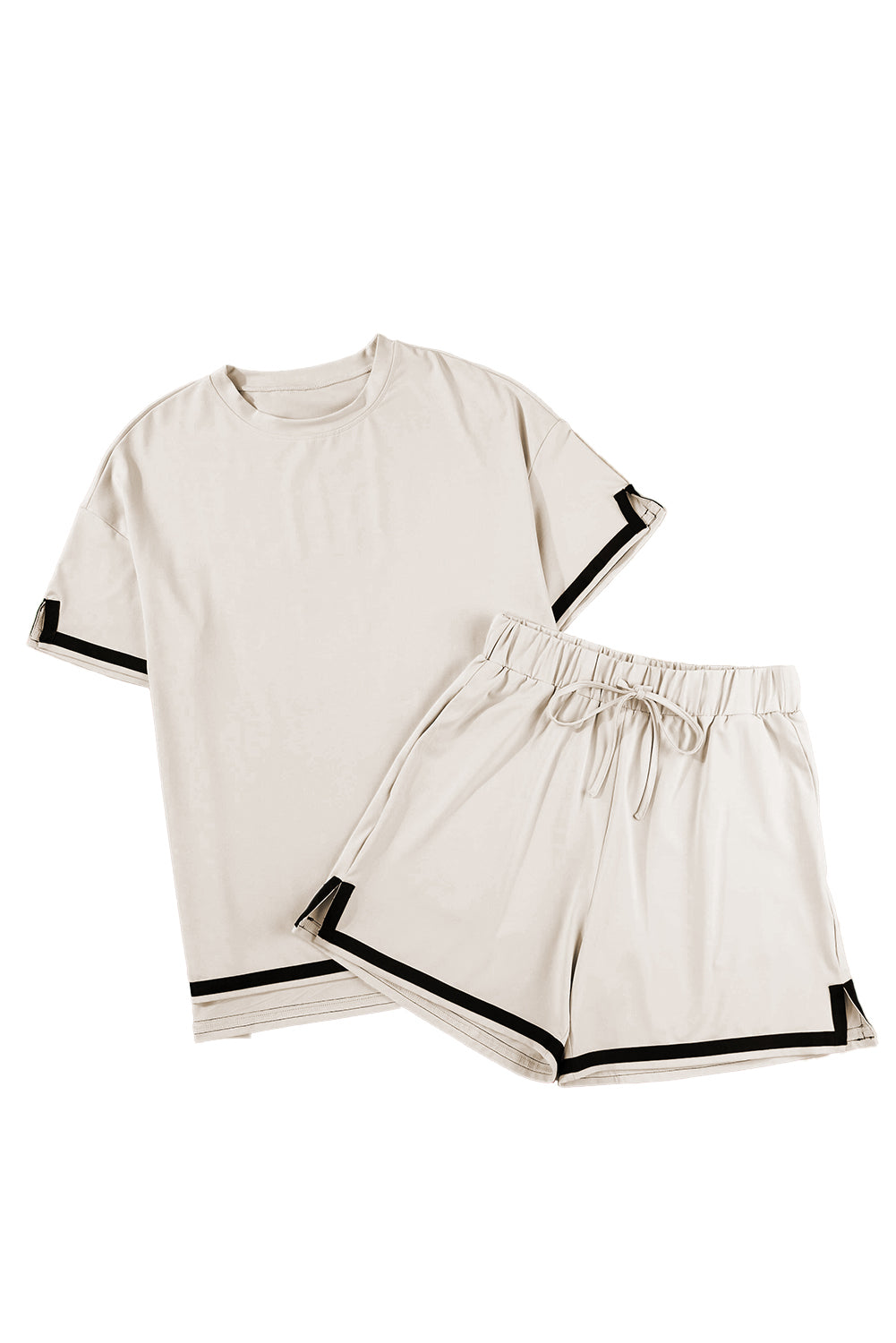 Apricot Contrast Trim Tee and Shorts Set