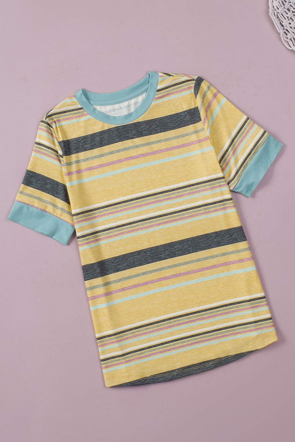 Multicolor Stripes Crew Neck T Shirt