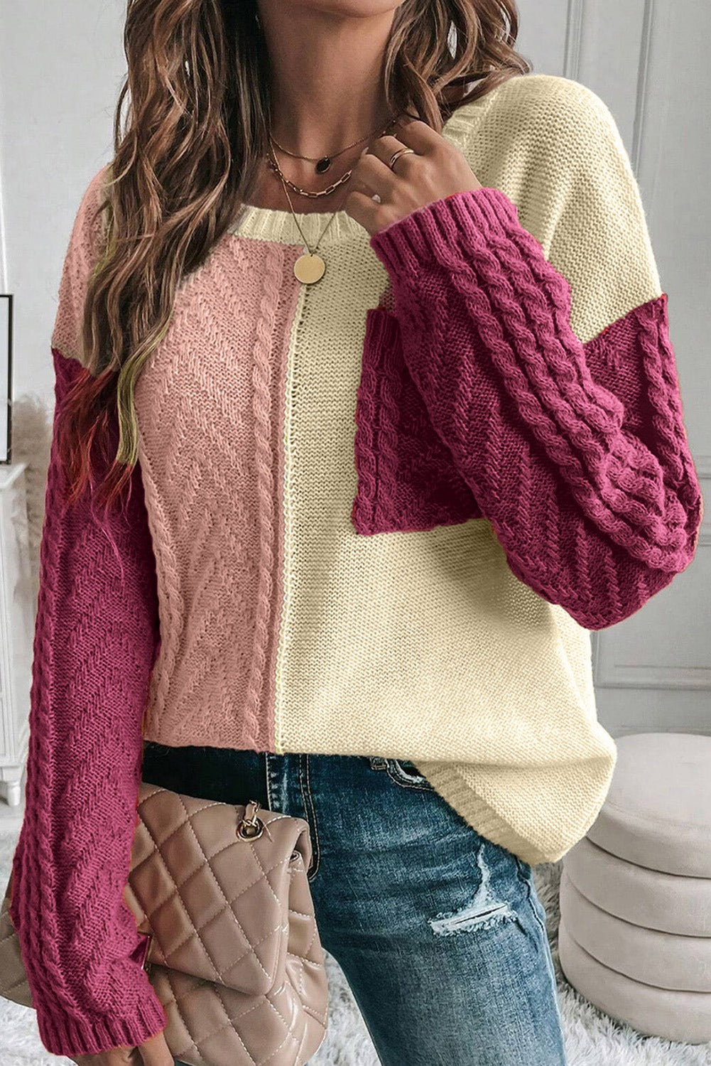 Colorblock Patched Pocket Sweater