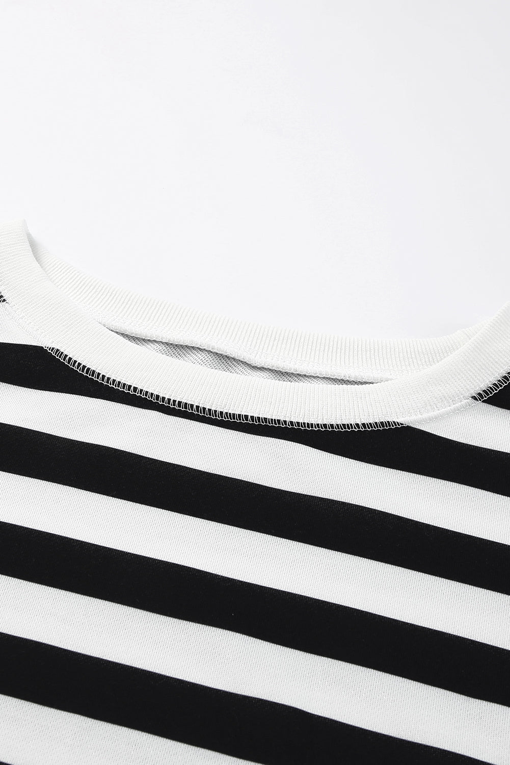 Black Stripe Drop Shoulder Striped Pullover Sweatshirt