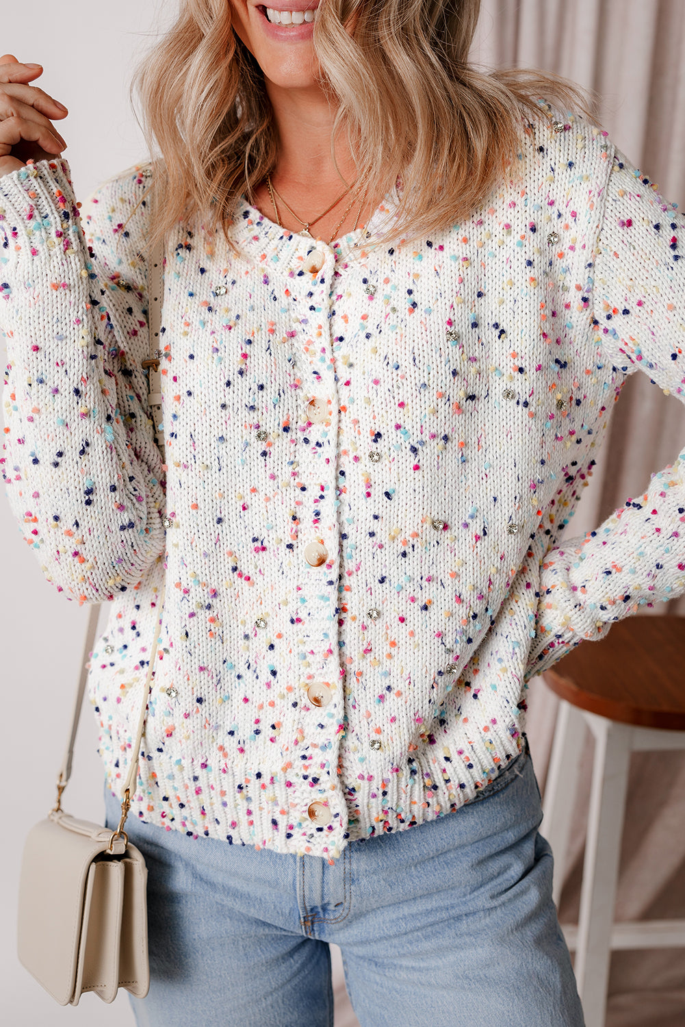 Aruba Blue Multicolor Confetti Sweater Cardigan