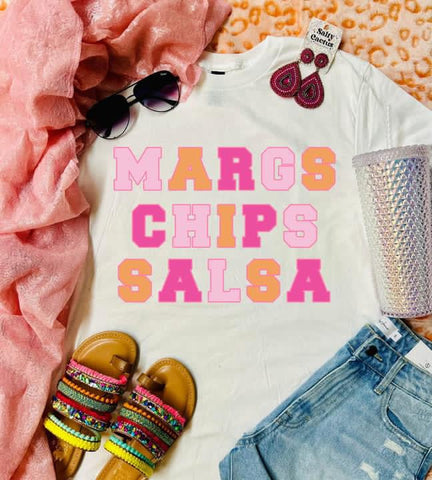 *$9.99 Margs Chips Salas Color Block White Tee
