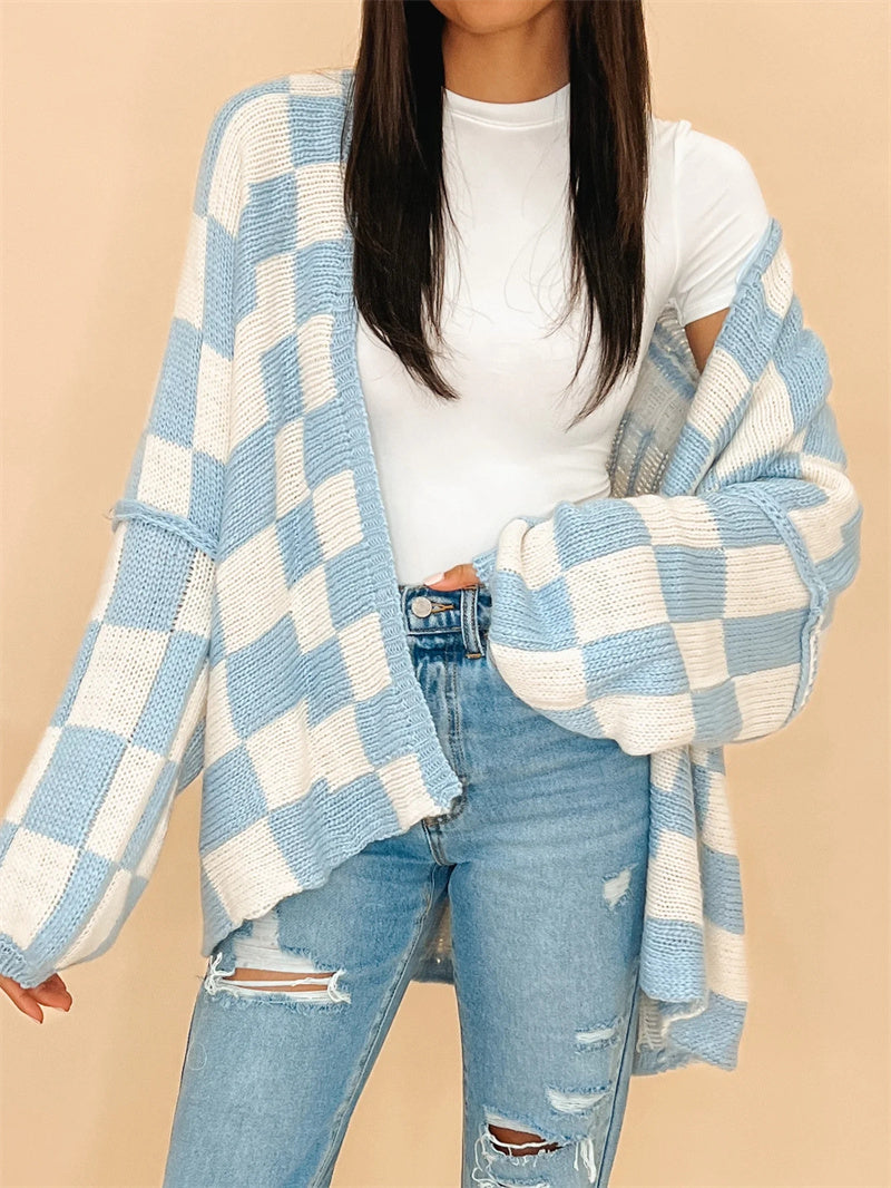 Plaid Sweater Cardigan