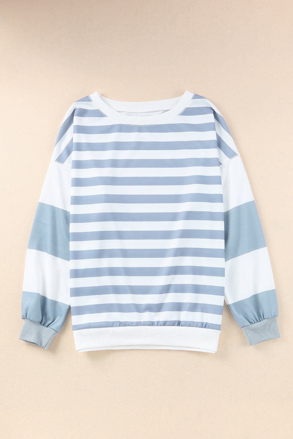 Black Stripe Drop Shoulder Striped Pullover Sweatshirt