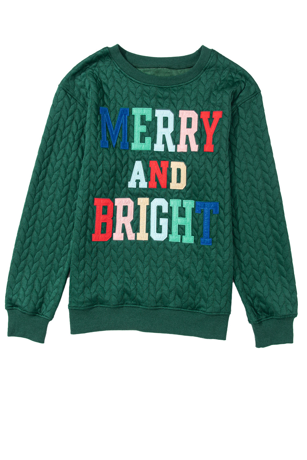 White Merry And Bright Cable Knit Pullover Sweatshirt