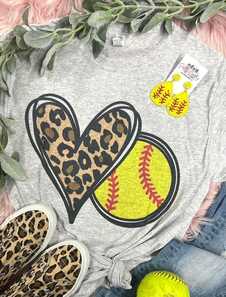 Leopard Heart Sport Grey Tee