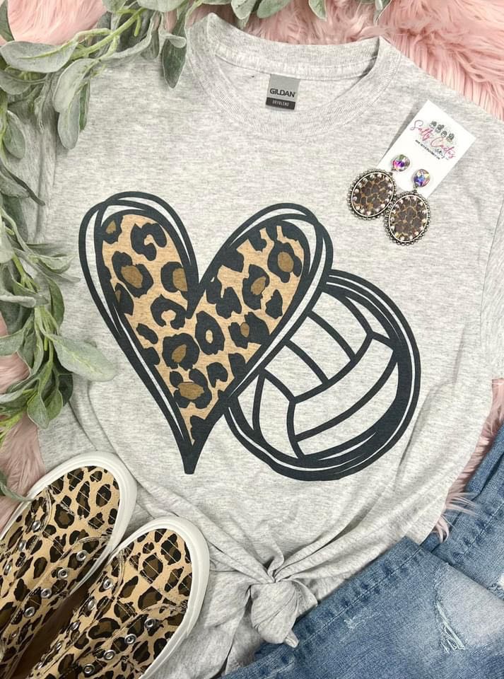 Leopard Heart Sport Grey Tee