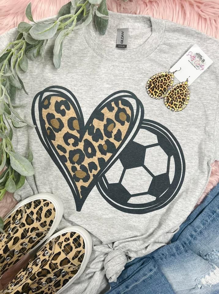 Leopard Heart Sport Grey Tee