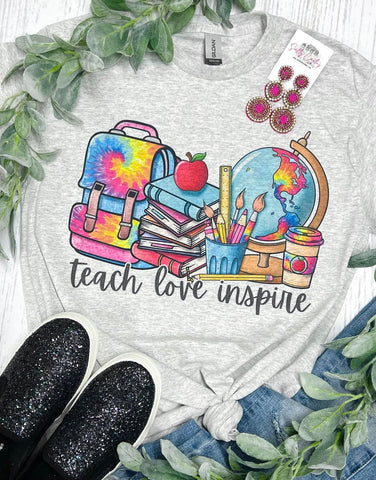 Teach Love Inspire Tie Dye Grey Tee