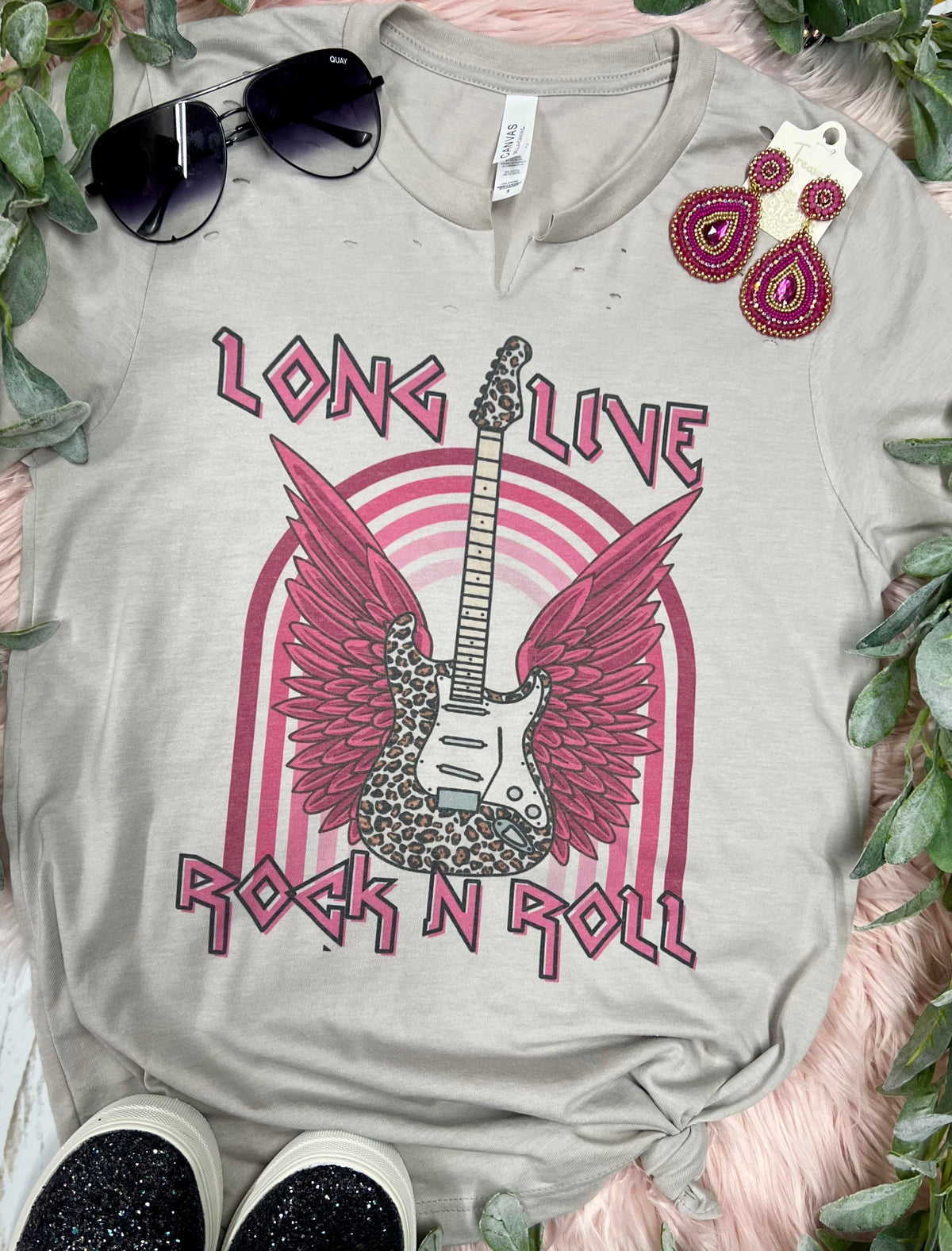 Long Live Rock N Roll Stone Grey Tee