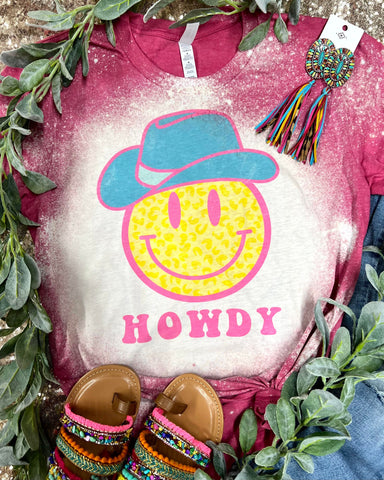 Howdy Pink Bleached Tee