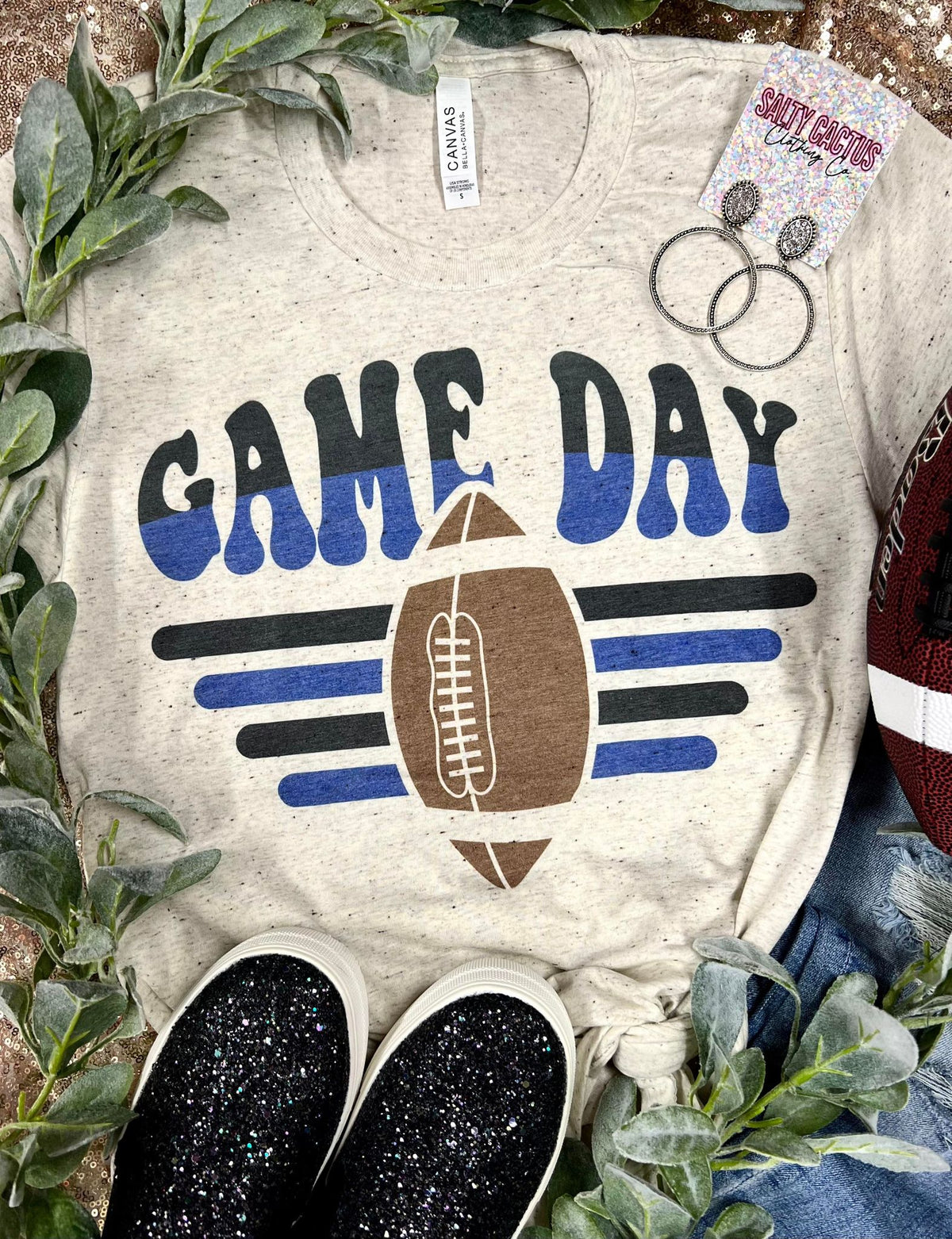 Game Day Football Retro Stripes Oatmeal Bella