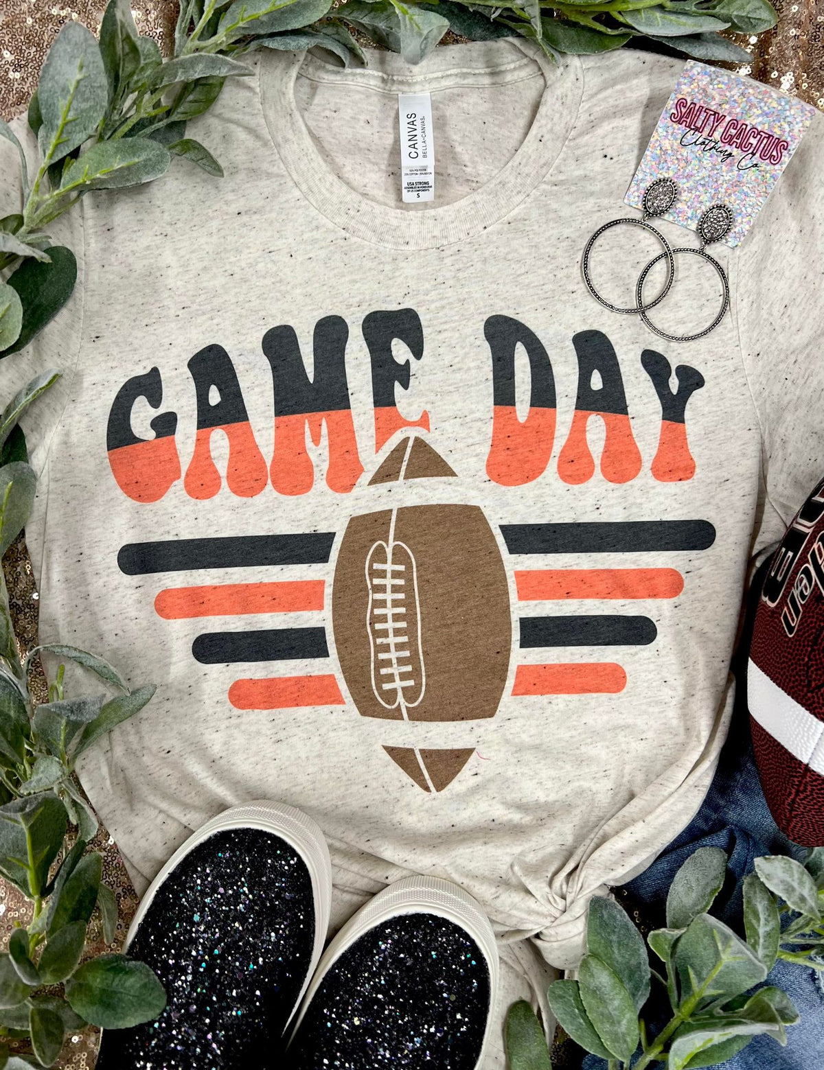 Game Day Football Retro Stripes Oatmeal Bella