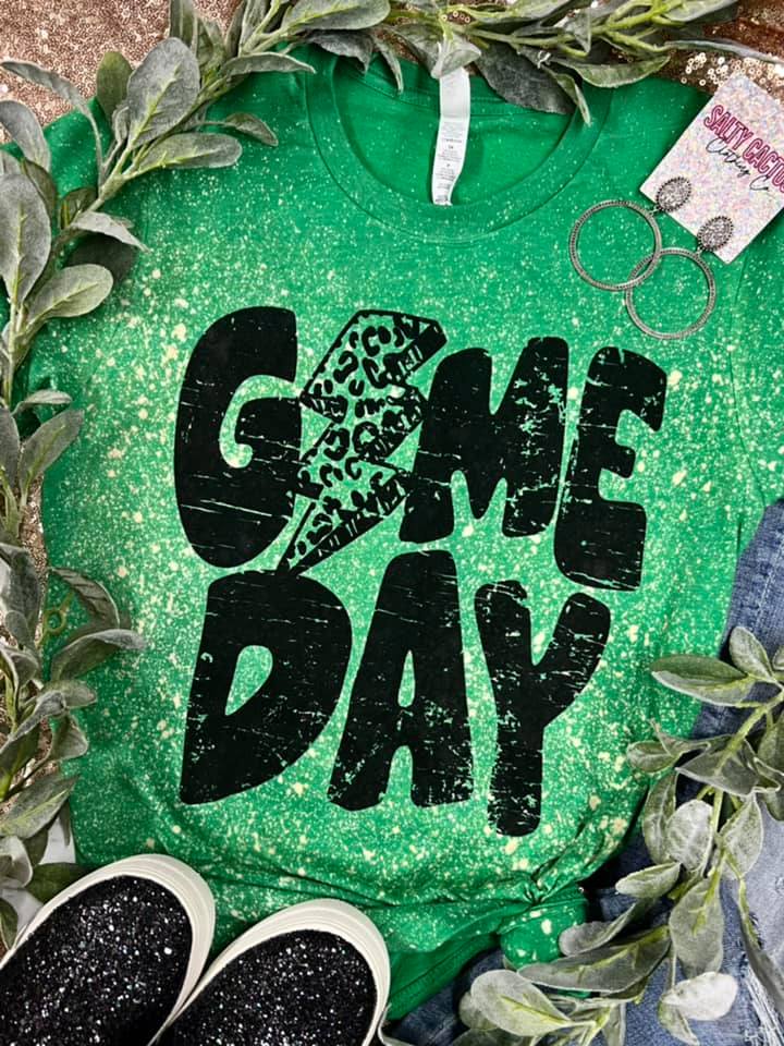 Kids Game Day Lightning Bolt Splatter Bleached Tees