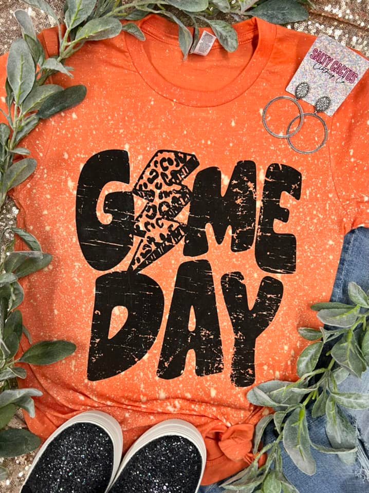 Kids Game Day Lightning Bolt Splatter Bleached Tees