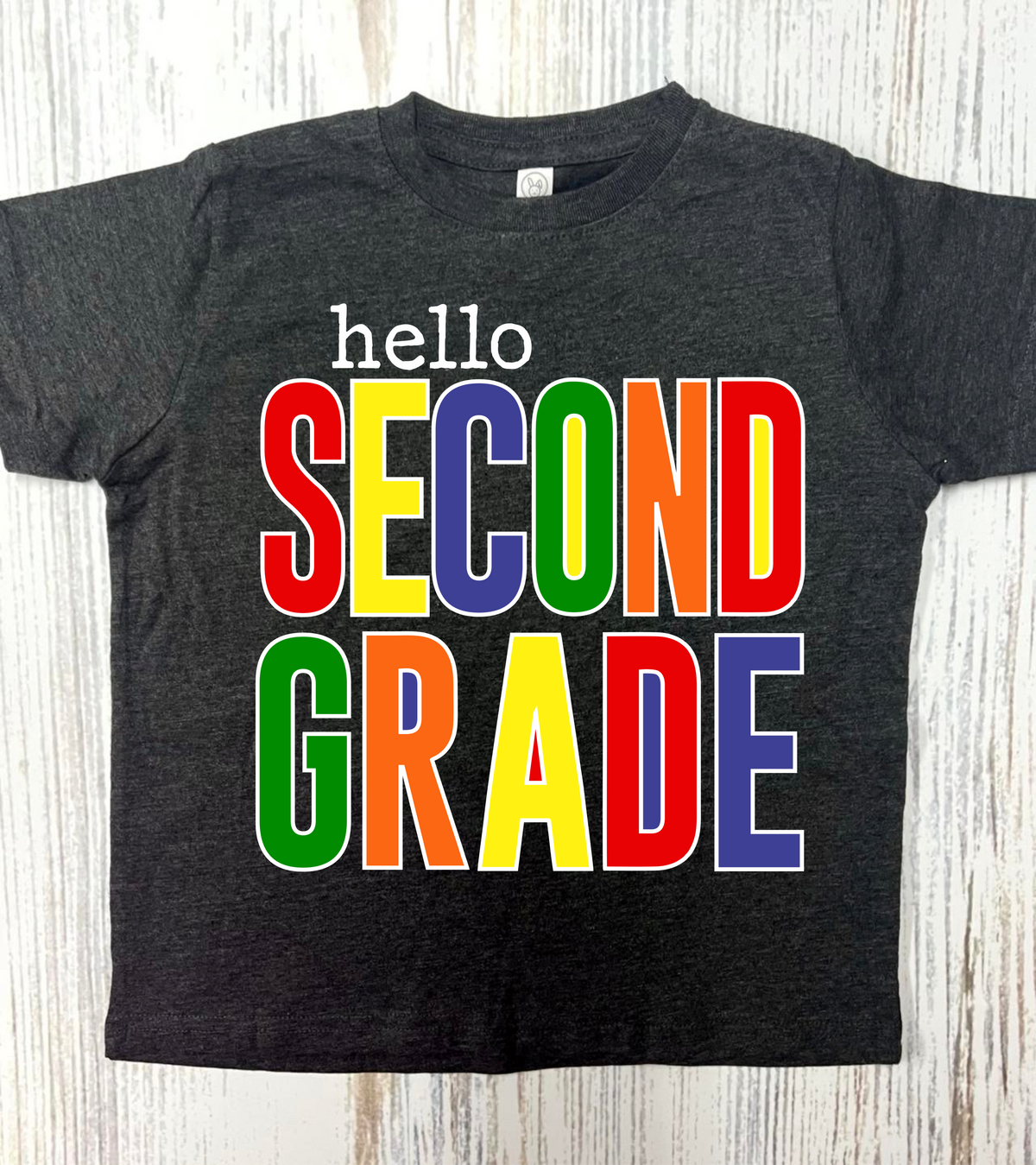 *ADULT* Boys Hello School Grade Dark Grey Tees