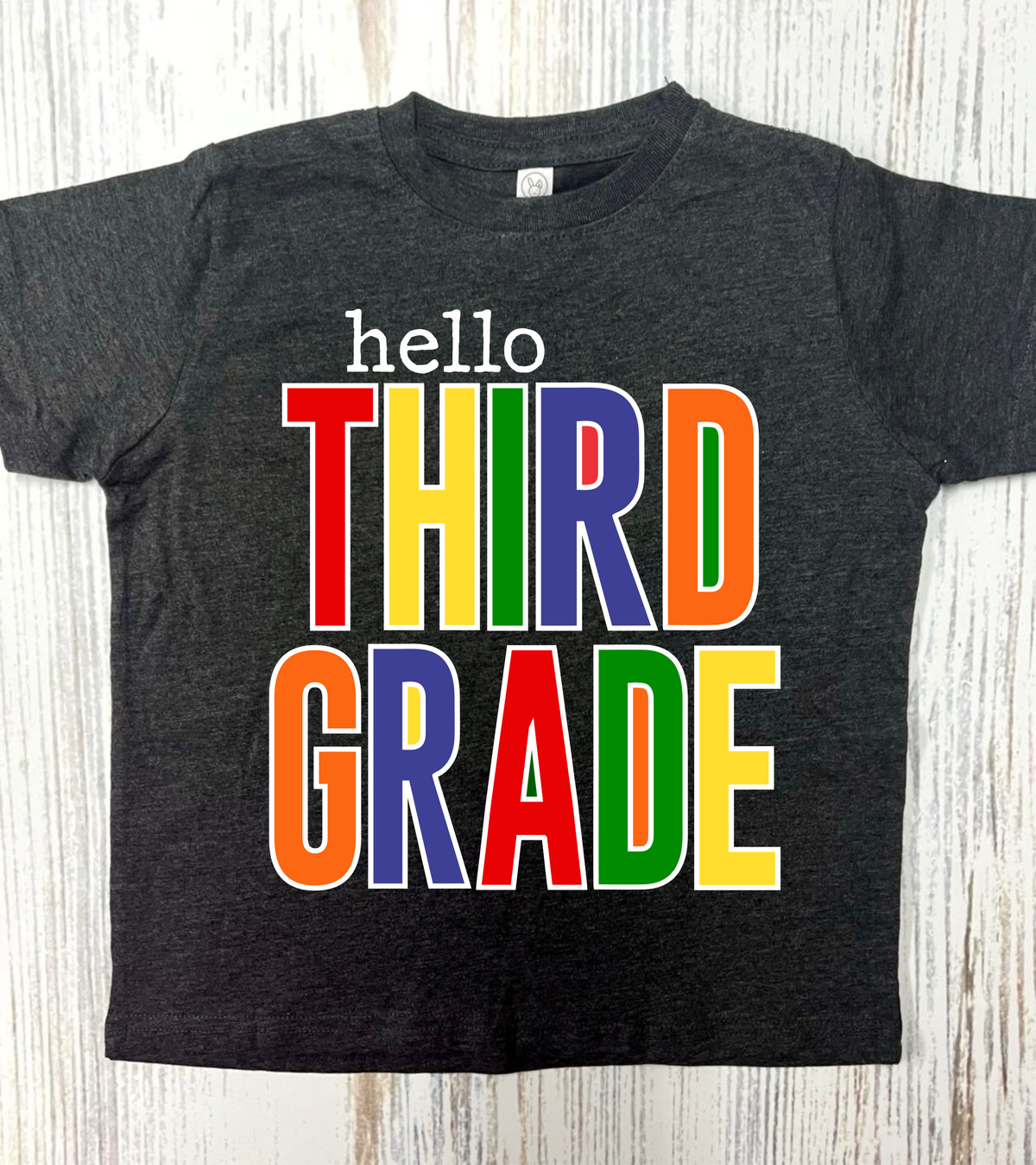 Boys Hello School Grade Dark Grey Tees