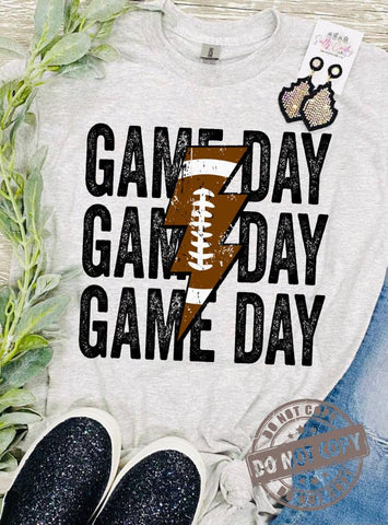 Gameday Football Bolt Ash Grey Tee