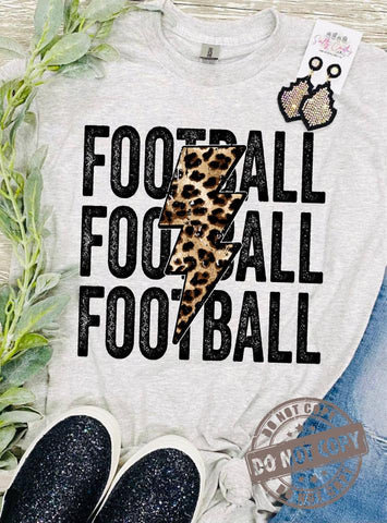 Football Leopard Bolt Grey Tee