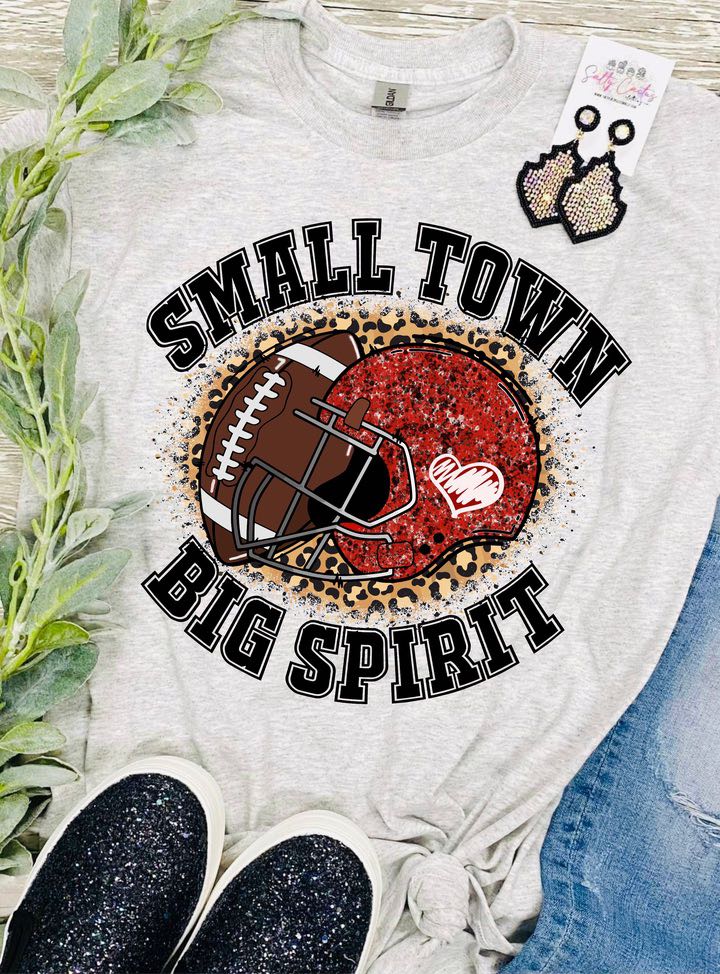 Small Town Big Spirit Football Grey Tee