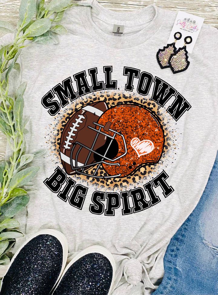 Kids Small Town Big Spirit Football Grey Tee