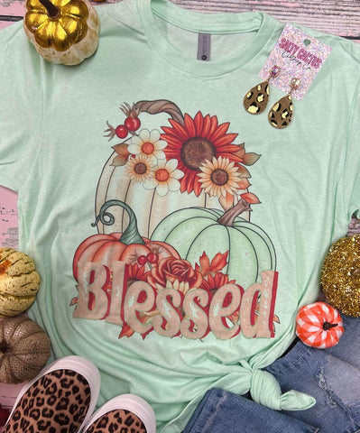 Blessed Coral Pumpkin Mint Tee