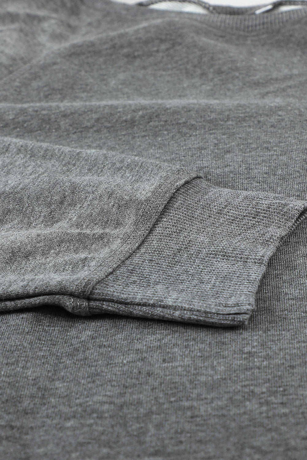 Gray French Terry Cotton Blend Pullover Sweatshirt