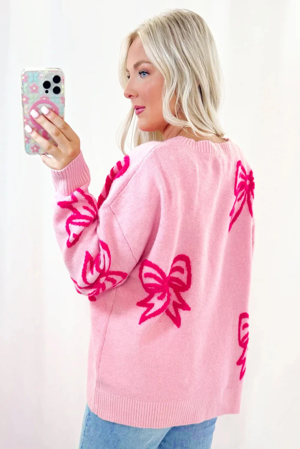 Bow Pattern Loose Sweater