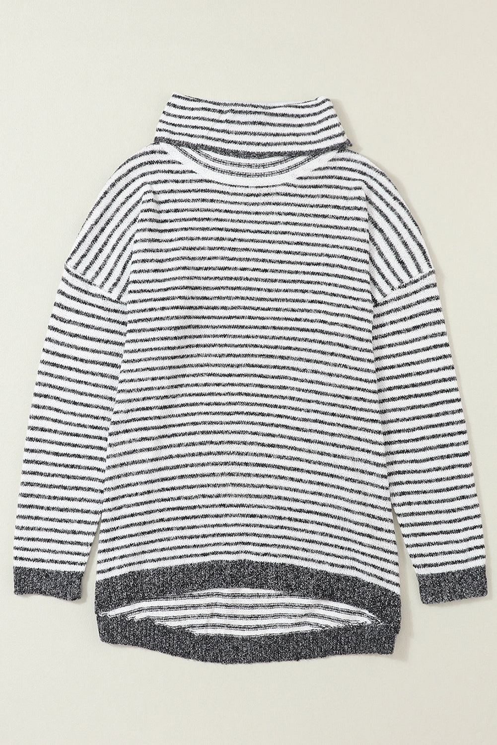 Brown Striped Turtleneck Loose Sweater