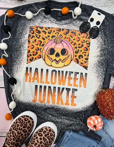 Halloween Junkie Grey Bleached Tee