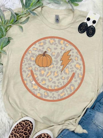 Pumpkin Smiley Tan Tee