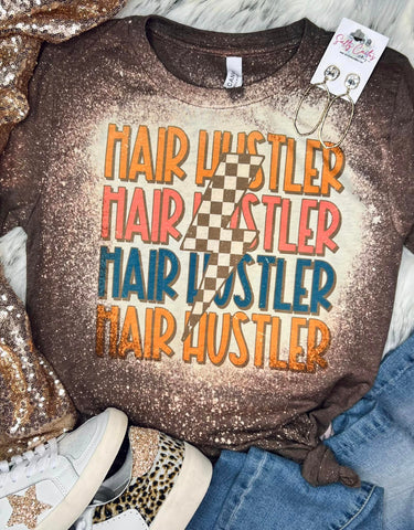 Hair Hustler Lightning Bolt Bleached BrownTee