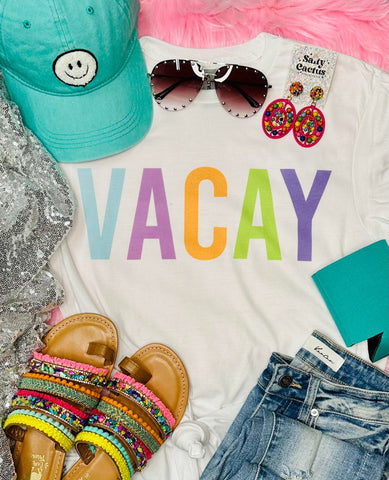 Neon Vacay White Tee