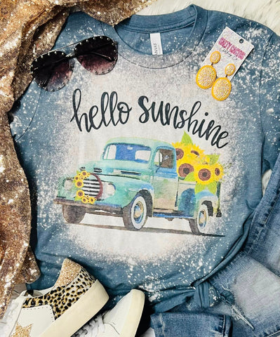 Hello Sunshine Truck Slate Bleached Tee