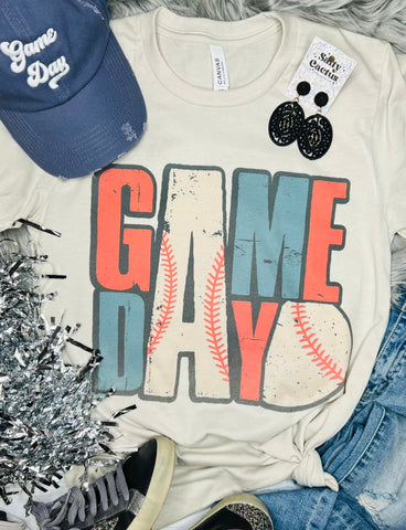 Game Day Baseball Vintage Tan Tee