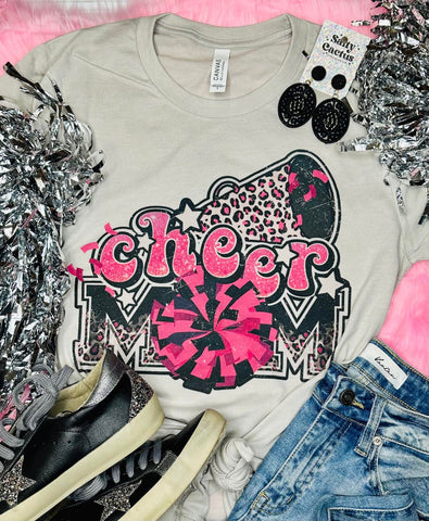 Cheer Mom Pink Tan Tee