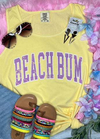 *DTG* Beach Bum Pink Distressed Butter Comfort Colors Tank